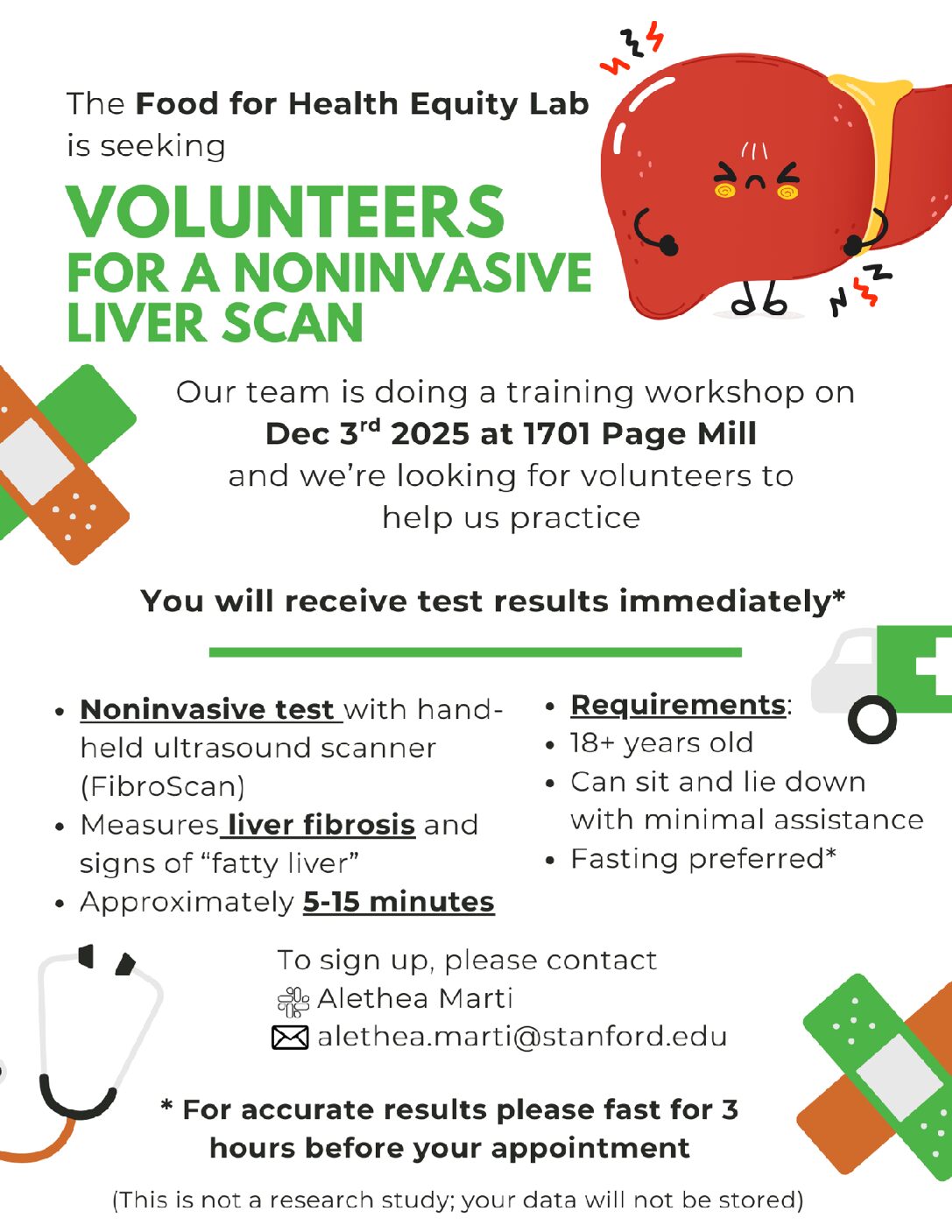Sign up for free liver scan on 12/3 at 1701 Page Mill